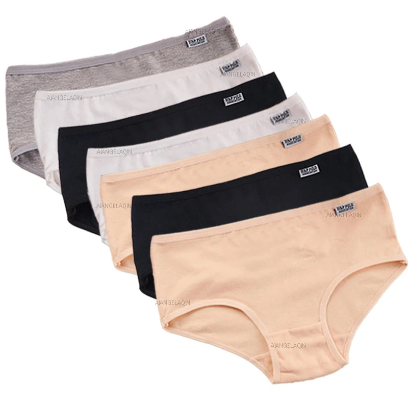 Pack 7 bragas mujer algodón elástico de talle medio