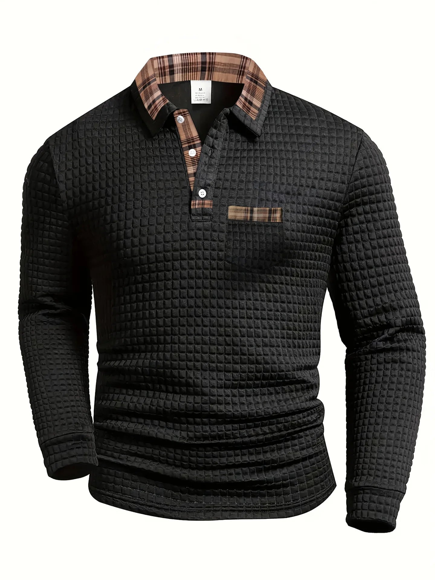 Polo hombre manga larga acabado texturizado – estilo urbano cómodo versátil