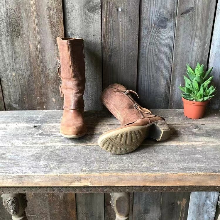 Botas mujer hasta la pantorrilla con tacón bajo – estilo elegante otoño