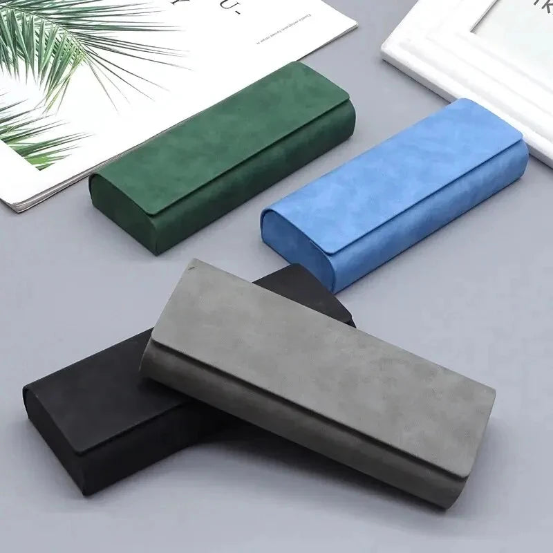 Estuche rígido unisex para gafas con diseño plegable y acabado PU