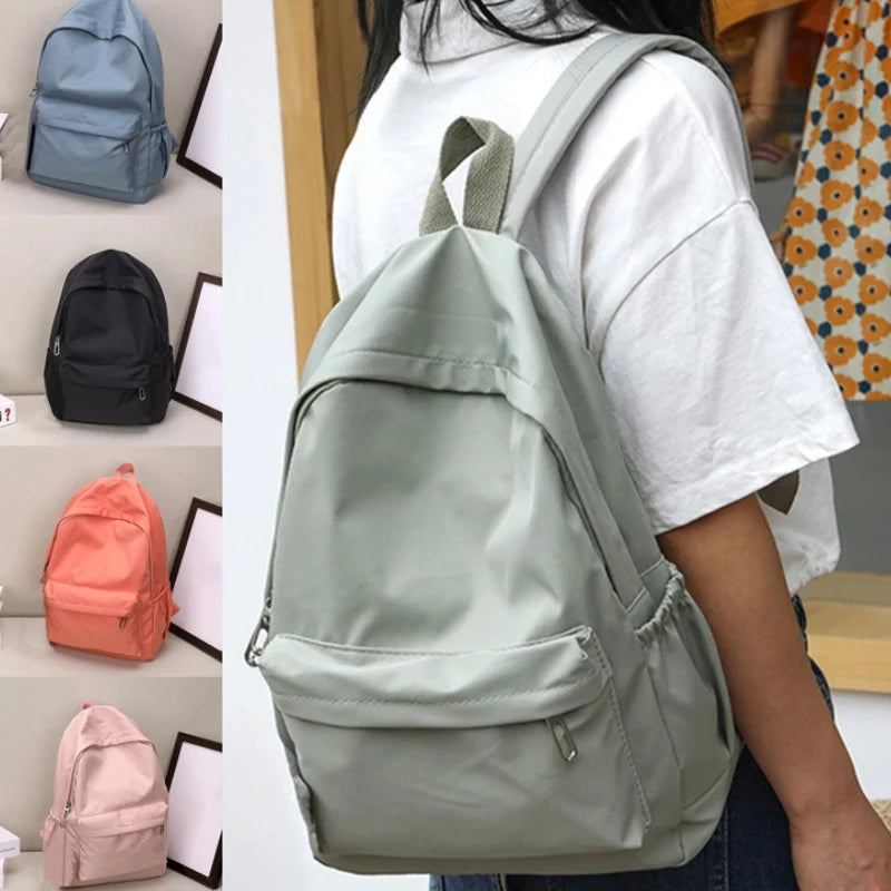 Mochila mujer escolar de nylon impermeable con gran capacidad