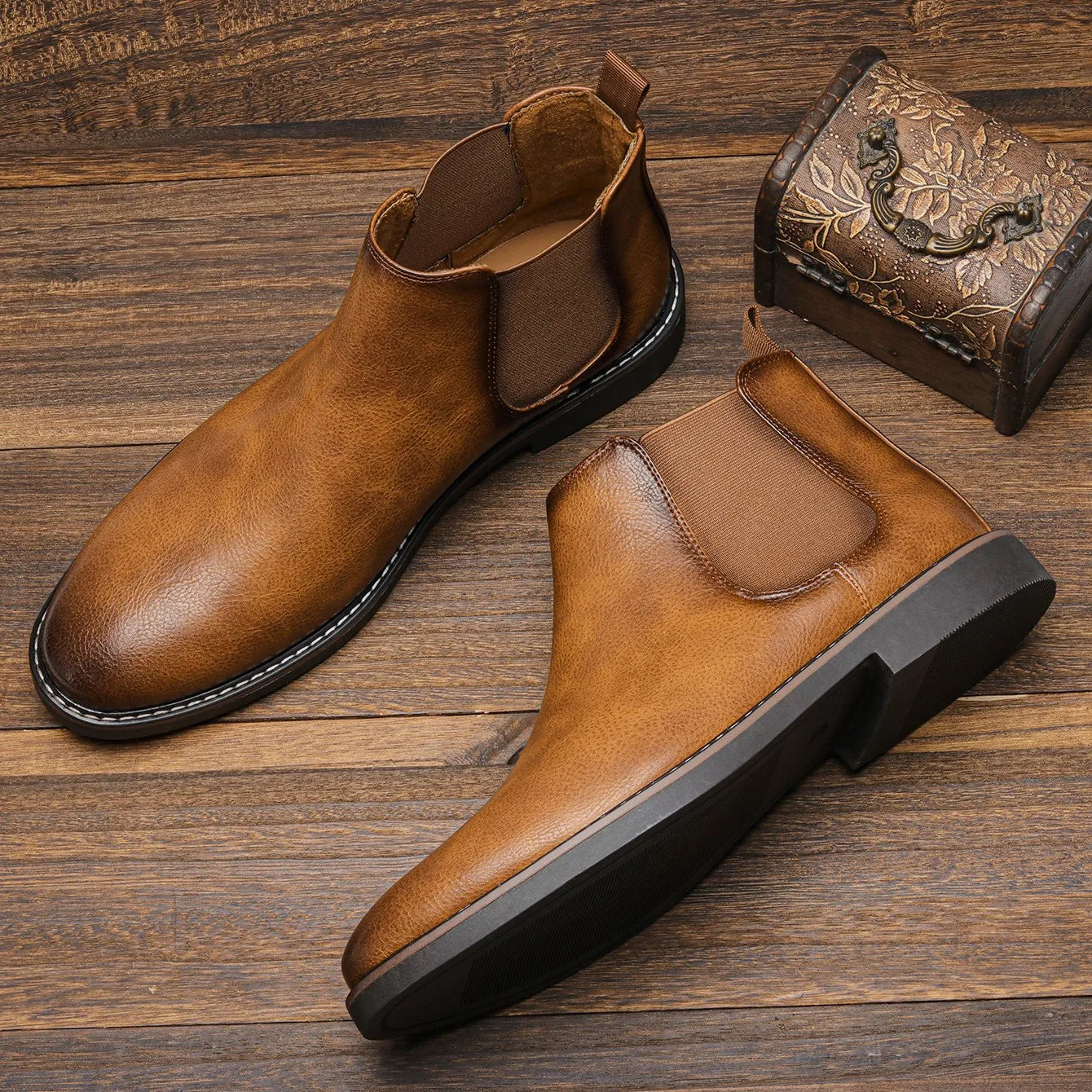 Botas Chelsea hombre elegantes sin cordones – botines cuero clásico versátil