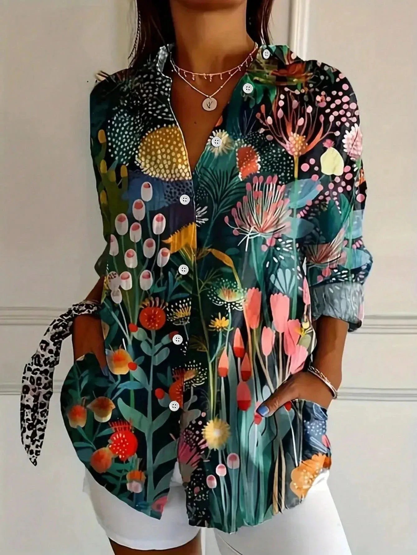 Blusa Mujer Con Estampado Floral – Estilo Casual Elegante y Ligero