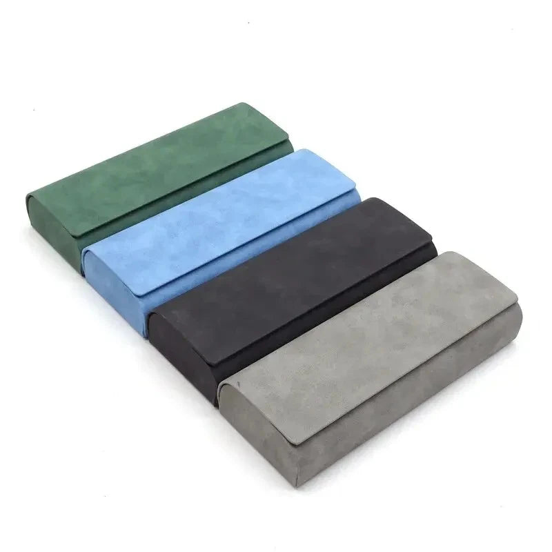 Estuche rígido unisex para gafas con diseño plegable y acabado PU