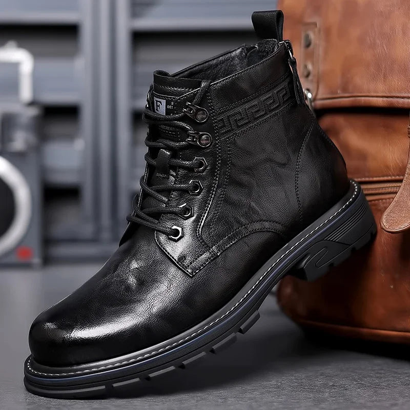 Botines hombre negocio con cordones acabado elegante – botas cómodas oficina
