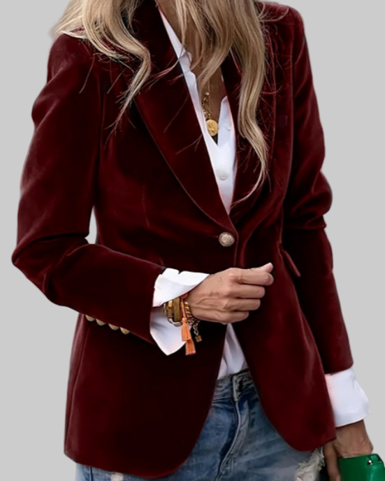 Blazer elegante mujer con solapa y botón – blazer mujer estilo clásico