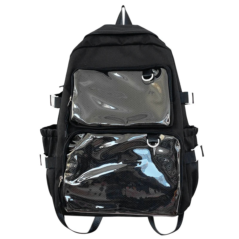 Mochila escolar Ita Bag rosa para mujer, mochila para colegio con bolsillos transparentes y gran capacidad