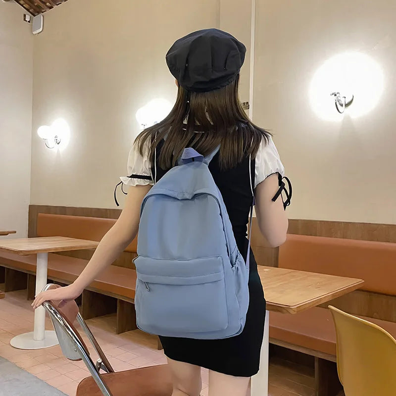 Mochila mujer escolar de nylon impermeable con gran capacidad