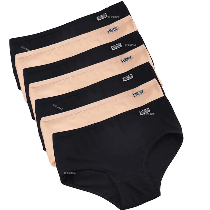 Pack 7 bragas mujer algodón elástico de talle medio