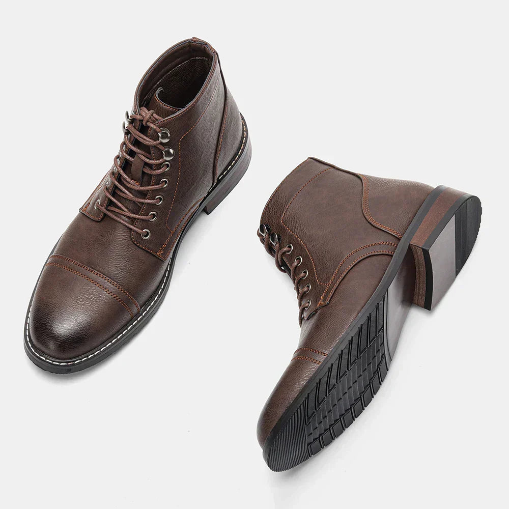 Botas hombre estilo Derby vintage con cordones – botines cuero robustos elegantes