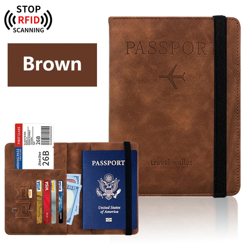 Portapasaporte unisex de PU con ranuras para tarjetas y billetes