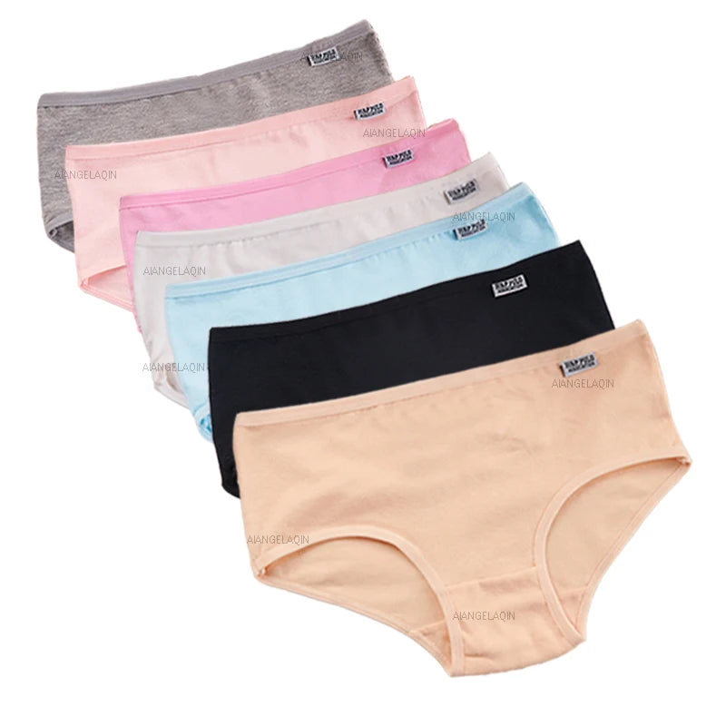 Pack 7 bragas mujer algodón elástico de talle medio