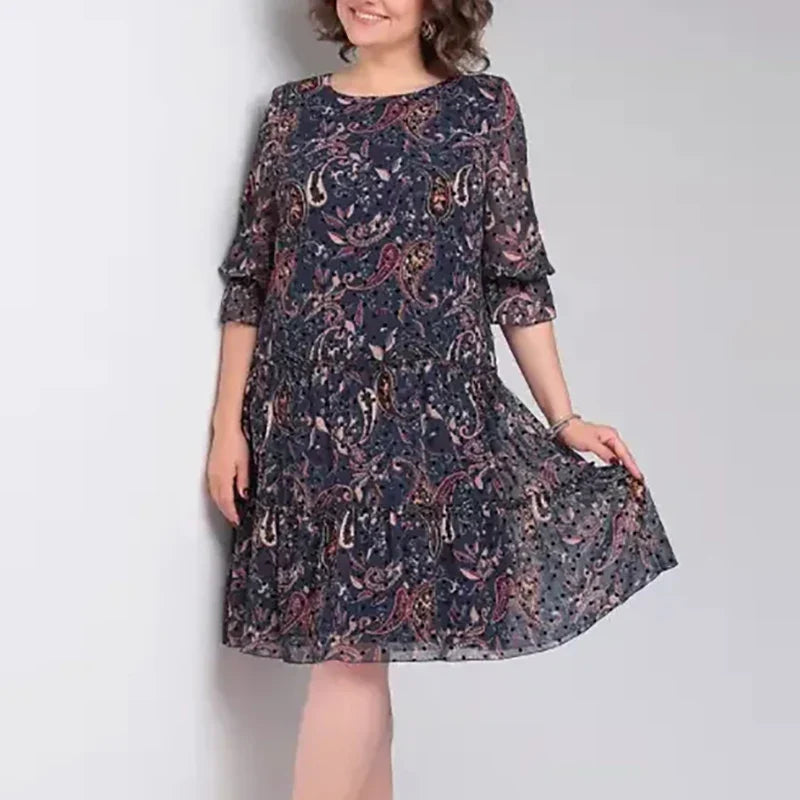 Vestido floral mujer talla grande – vestido elegante manga