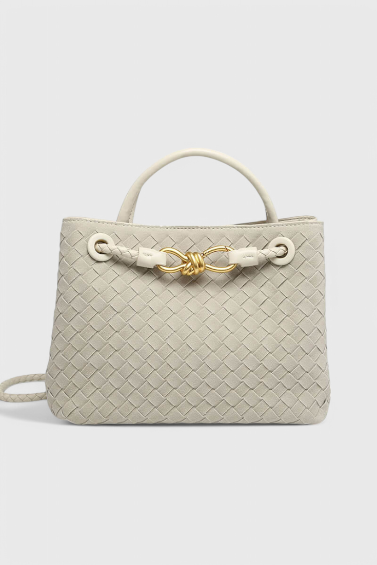 Bolso tejido mujer negro cuero vegano – bolso elegante grande moderno