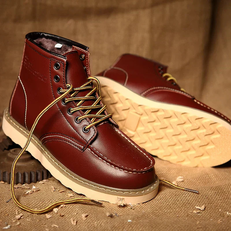 Botas retro hombre cuero resistente con cordones – botines cómodos uso diario