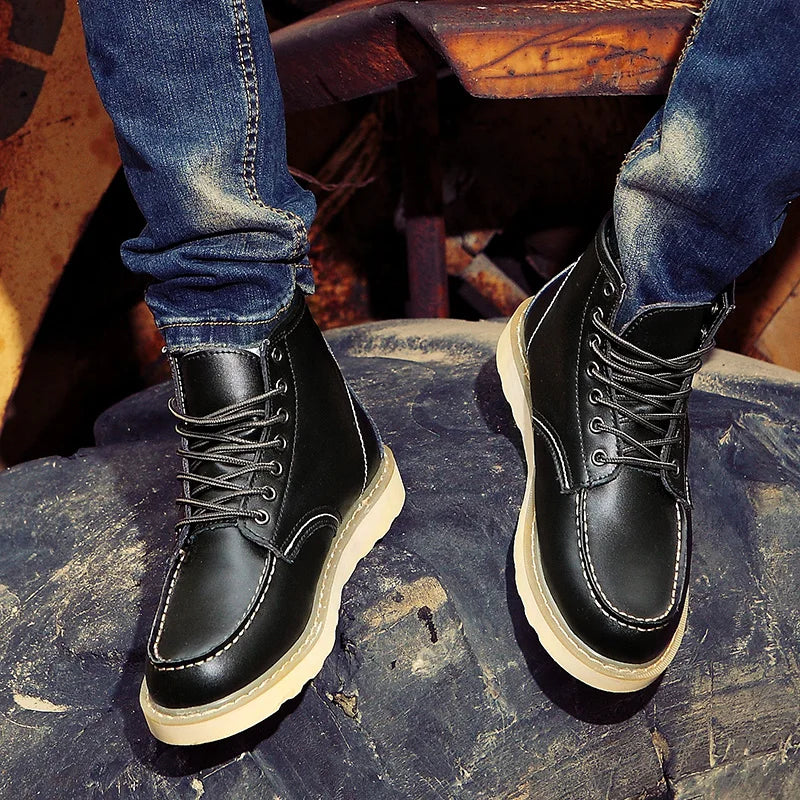 Botas retro hombre cuero resistente con cordones – botines cómodos uso diario