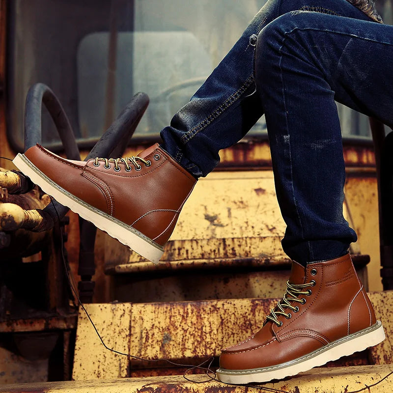Botas retro hombre cuero resistente con cordones – botines cómodos uso diario