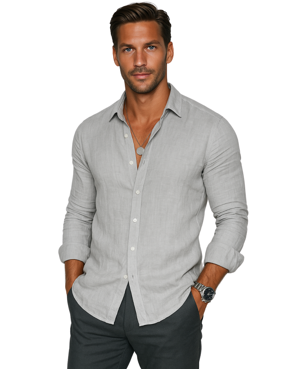 Camisa casual hombre elegante ligera transpirable – camisa moderna cómoda