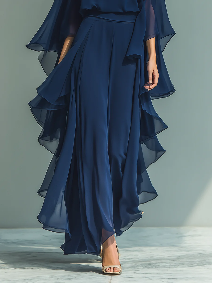 Conjunto Mujer Chiffon Elegante – Diseño Fluido con Volantes Sofisticados