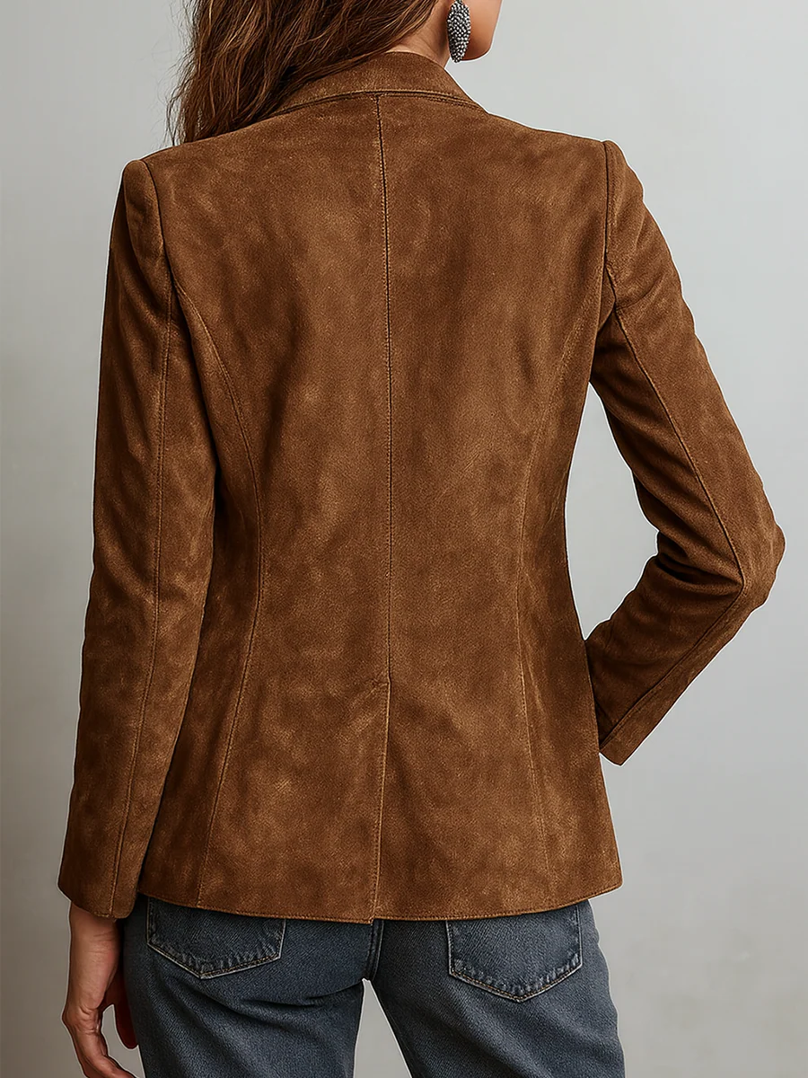 Blazer vintage para mujer con solapas y bolsillos delanteros