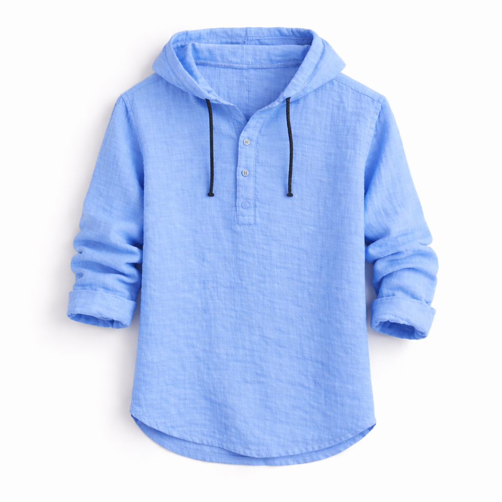 Camisa Hombre de Lino con Capucha – Estilo Casual y Transpirable