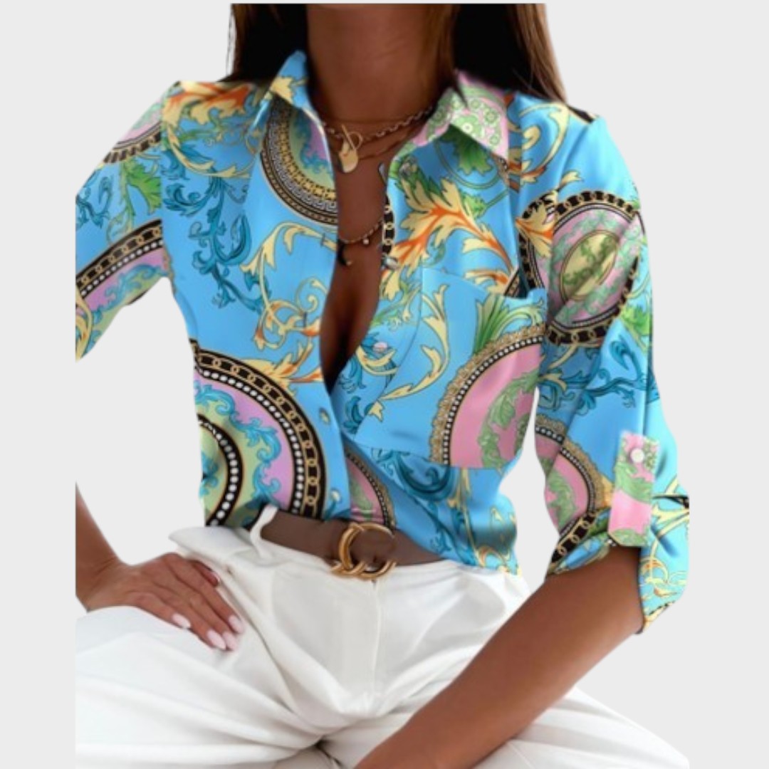 Blusa Mujer Elegante Con Estampado Moderno – Estilo Sofisticado y Versátil