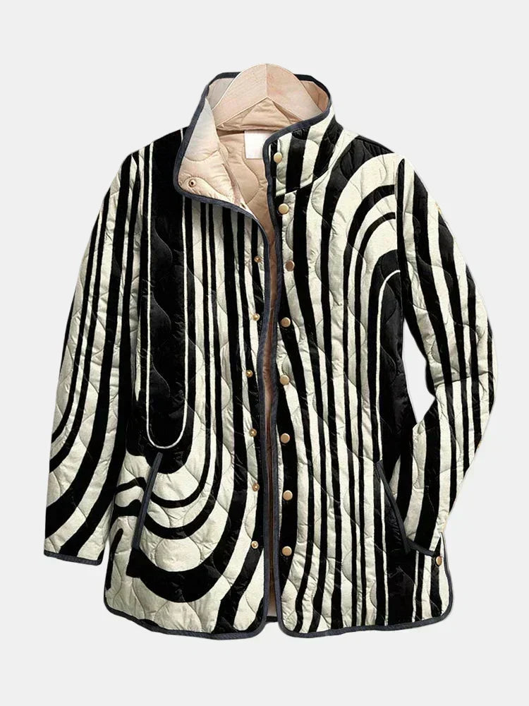 Chaqueta acolchada de mujer con estampado floral y corte recto