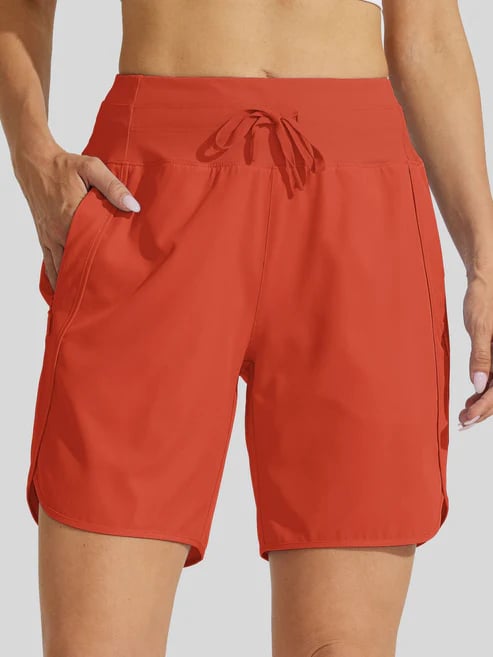 Short deportivo mujer cintura alta con cordón y bolsillos
