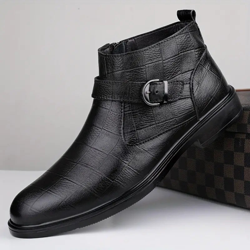 Botines hombre cuero elegantes con cremallera – botas casual cómodas tobillo