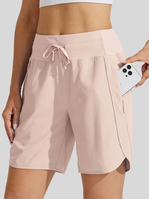 Short deportivo mujer cintura alta con cordón y bolsillos