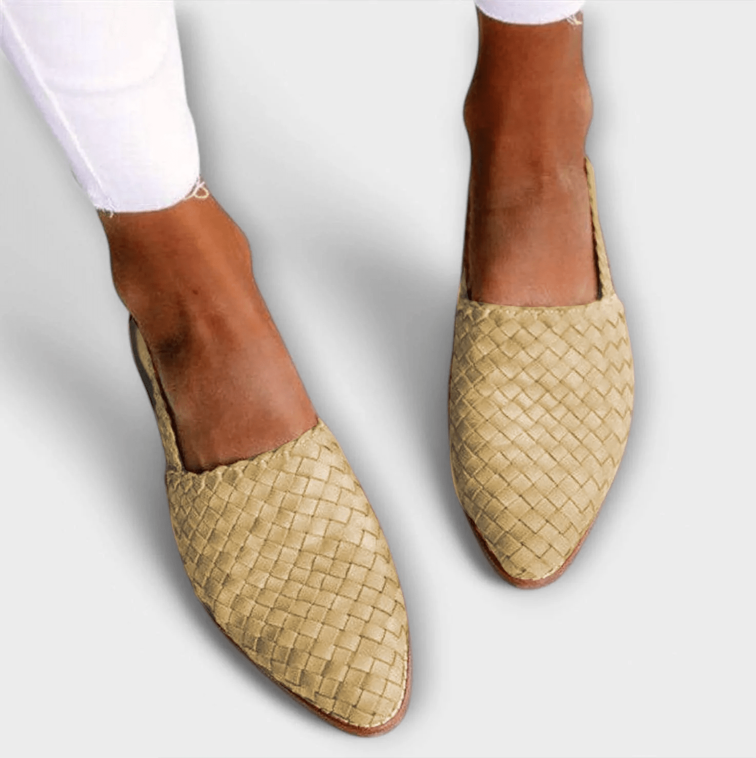 Mocasines trenzados de mujer con tacón abierto
