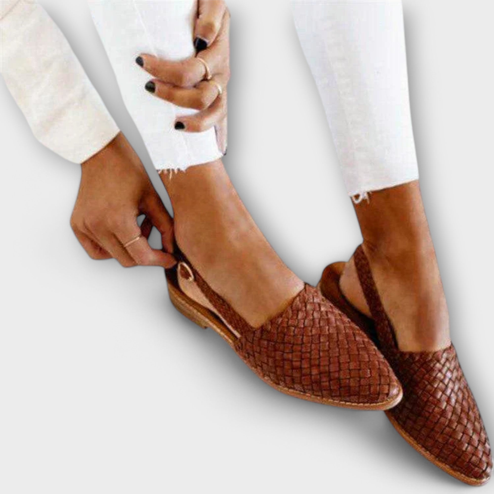 Mocasines trenzados de mujer con tacón abierto