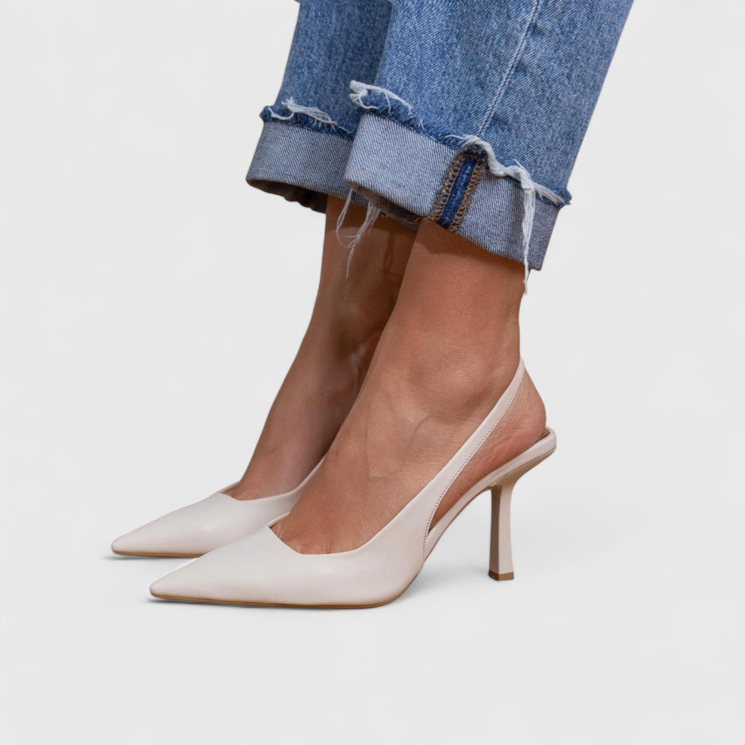 Tacones slingback mujer ante puntera fina tacón kitten elegante oficina casual