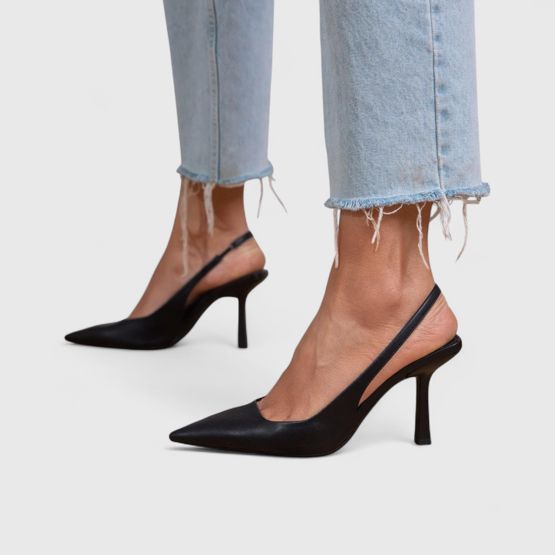 Tacones slingback mujer ante puntera fina tacón kitten elegante oficina casual
