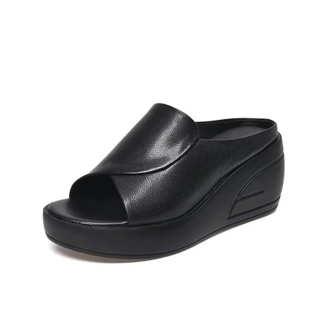 Mules de cuña para mujer en PU con diseño slip-on