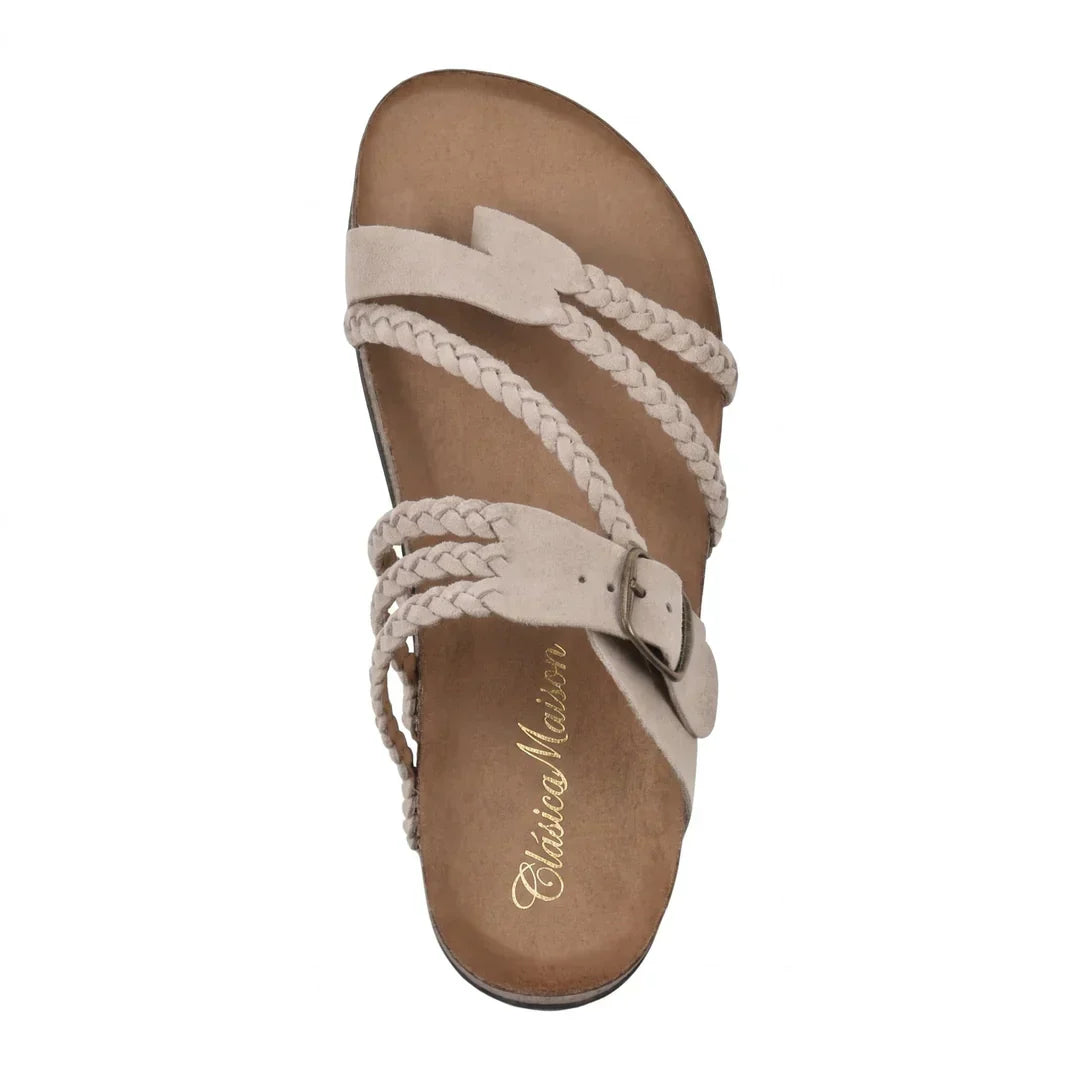 Sandalias mujer bohemias con tiras trenzadas y hebilla ajustable
