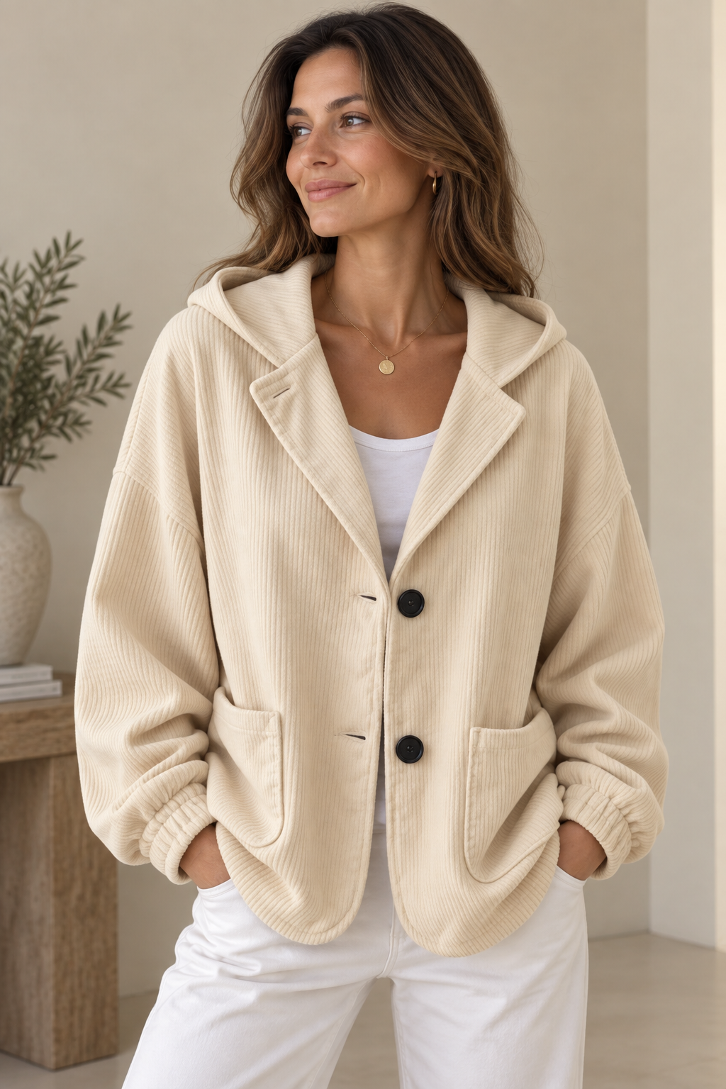 Chaqueta oversize con capucha para mujer de estilo relajado