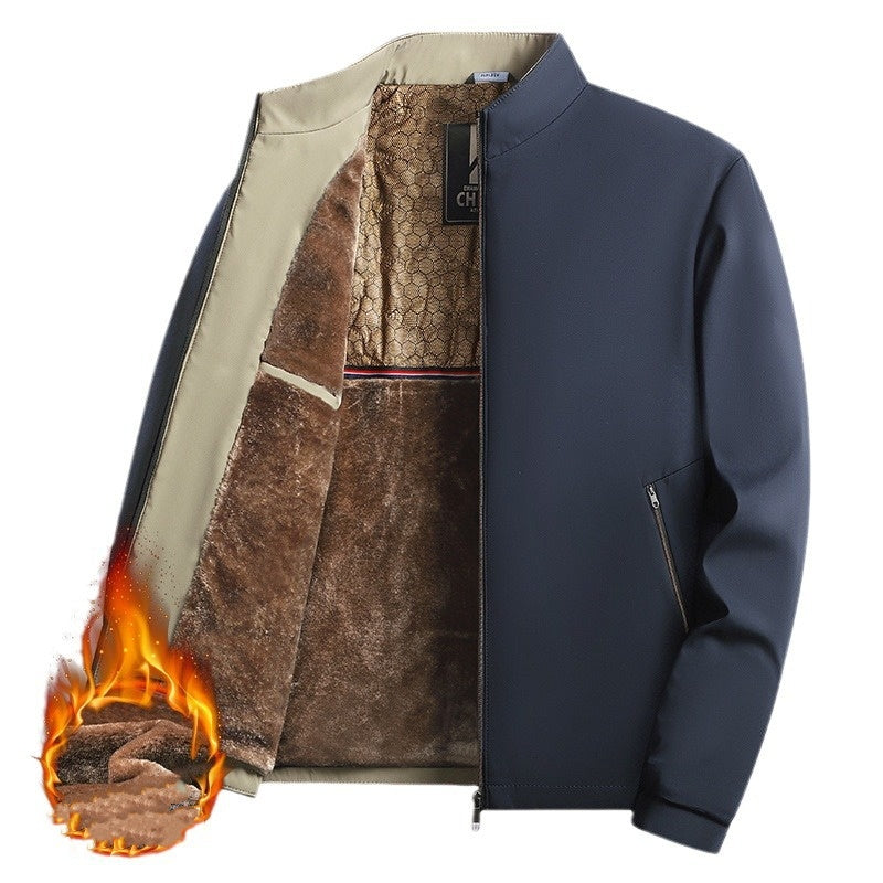 Chaqueta hombre cálida con cremallera y cuello alto
