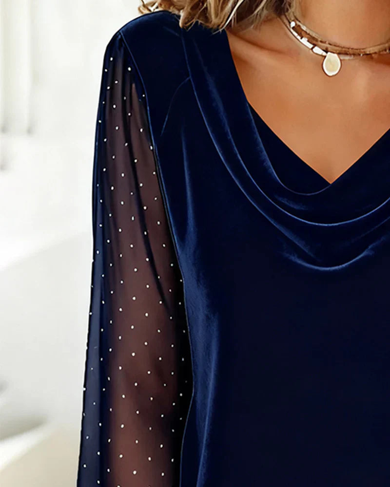 Blusa Mujer Satinada Con Cuello Drapeado – Estilo Elegante y Moderno