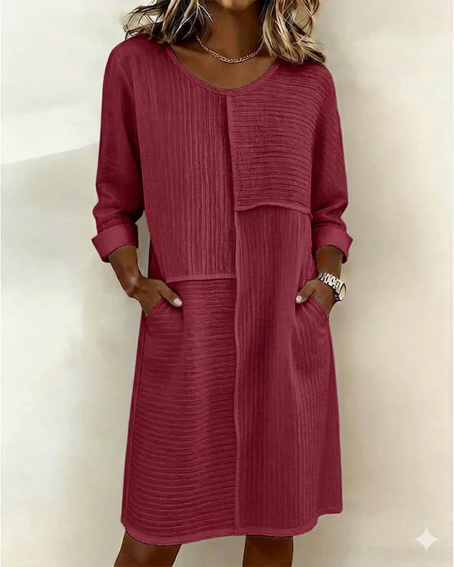 Vestido mujer algodón lino texturizado – vestido cómodo casual verano