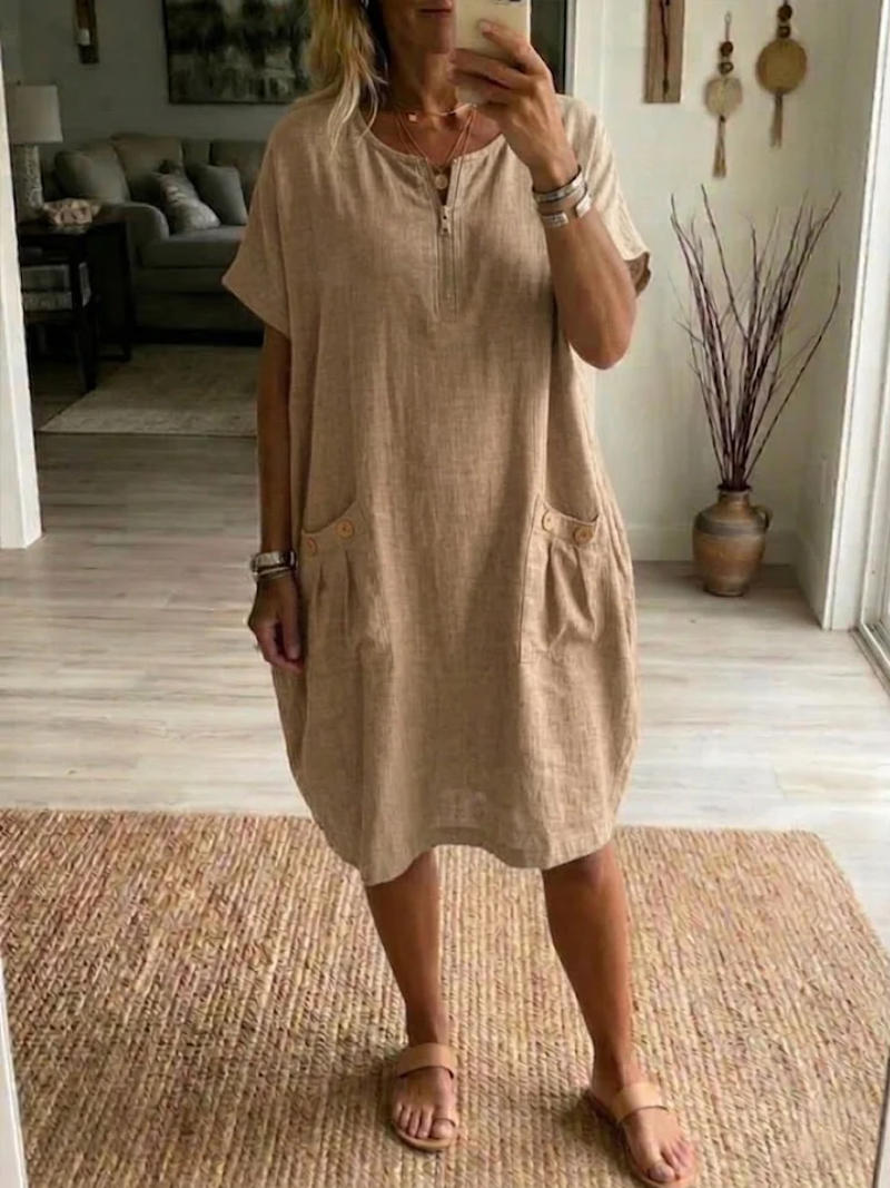 Vestido casual mujer con cremallera – algodón cómodo verano