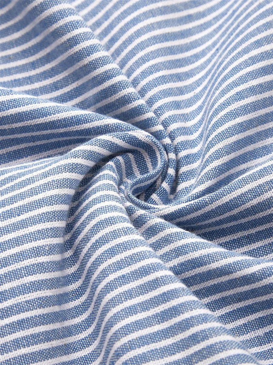 Vestido rayado mujer de algodón con botones – estilo verano casual ligero