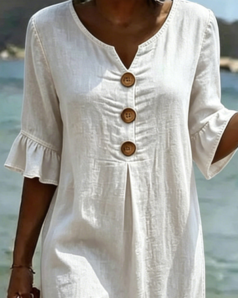 Vestido Denim Mujer Verano – Corte Fluido con Mangas Acampanadas