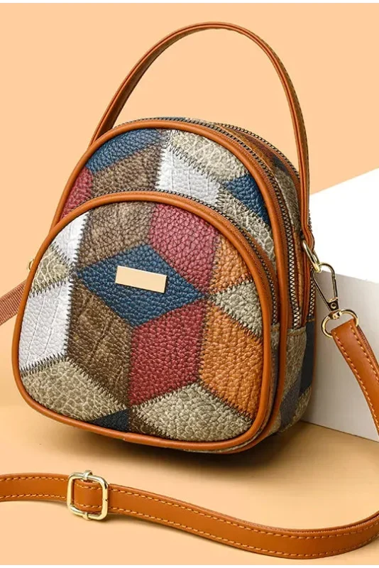 Bolso patchwork mujer en PU con bandolera