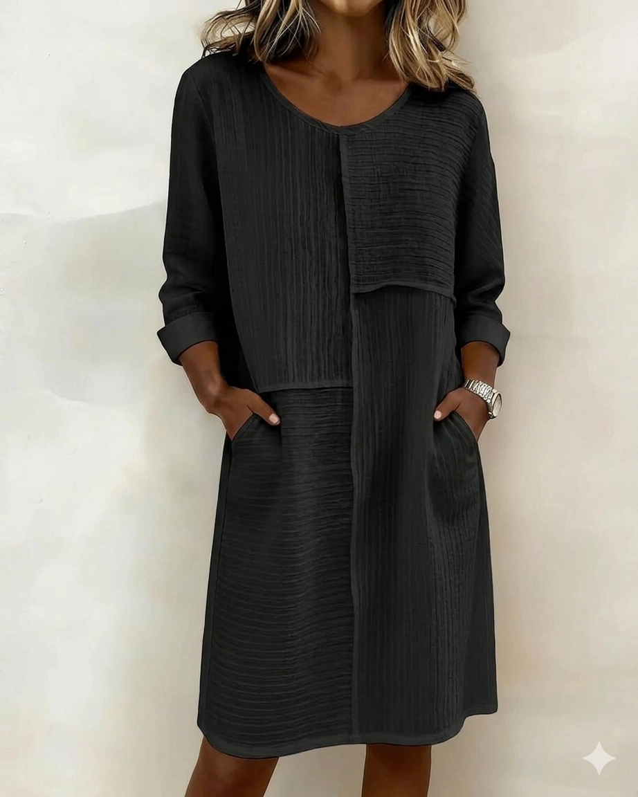 Vestido mujer algodón lino texturizado – vestido cómodo casual verano