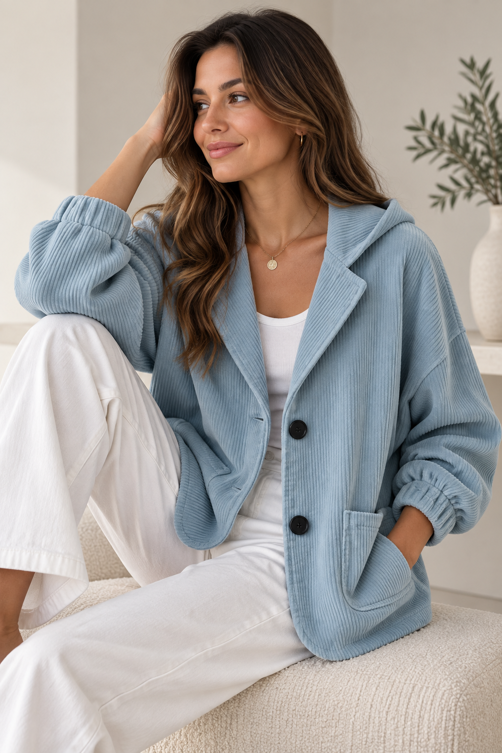 Chaqueta oversize con capucha para mujer de estilo relajado