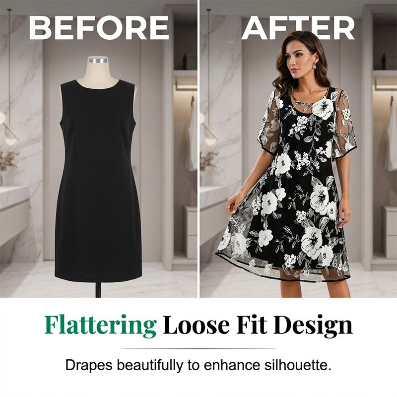 Vestido de Chiffon Floral – Corte Fluido Elegante de Noche
