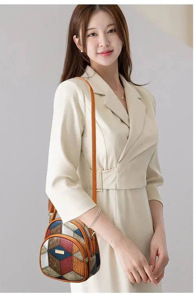 Bolso patchwork mujer en PU con bandolera