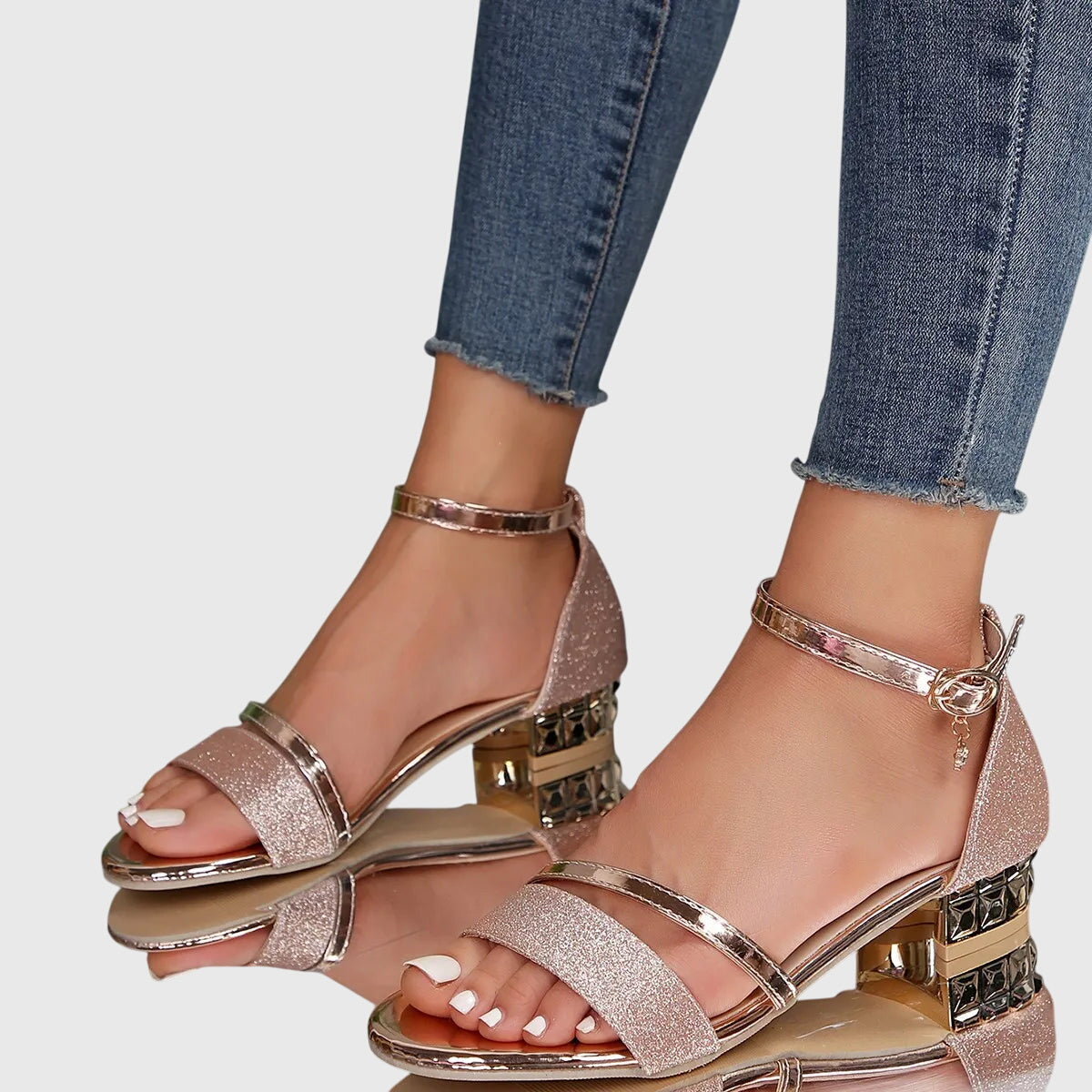 Sandalias planas mujer de lona con tira ajustable