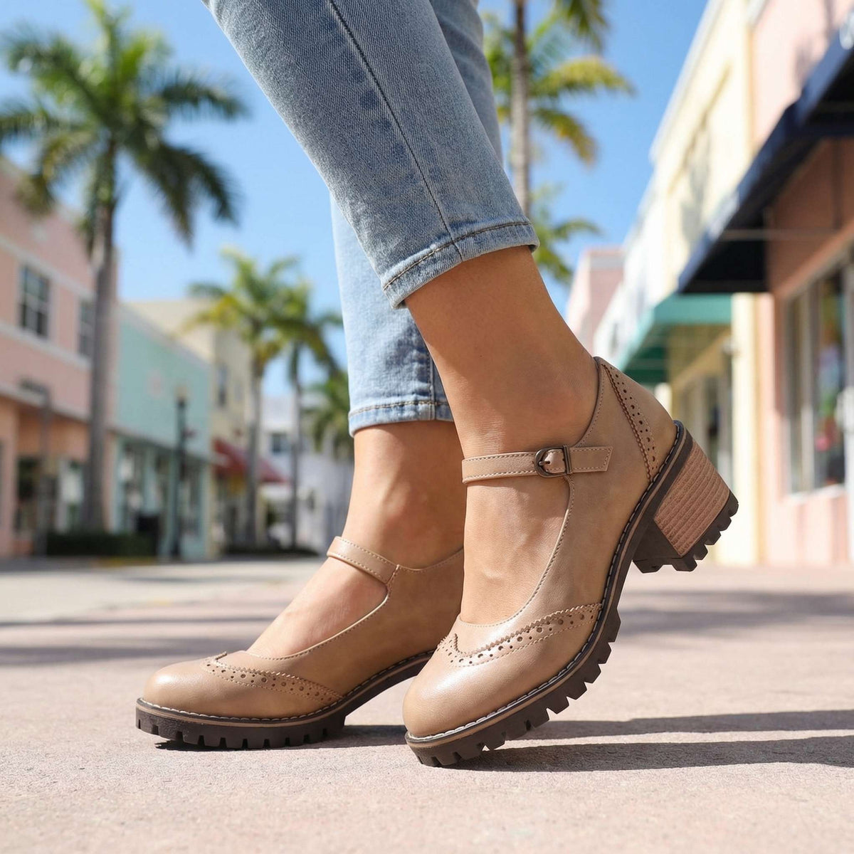 Zapatos Mary Jane mujer vintage con tira ajustable